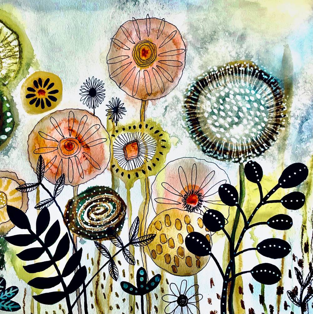 Where flowers bloom, so does hope Abstract Botanical Print by Dawn Cawthra